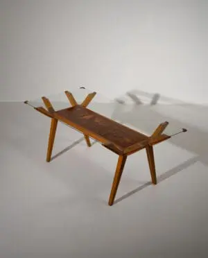 Italian Dining Table with Wood Inlay, 1950