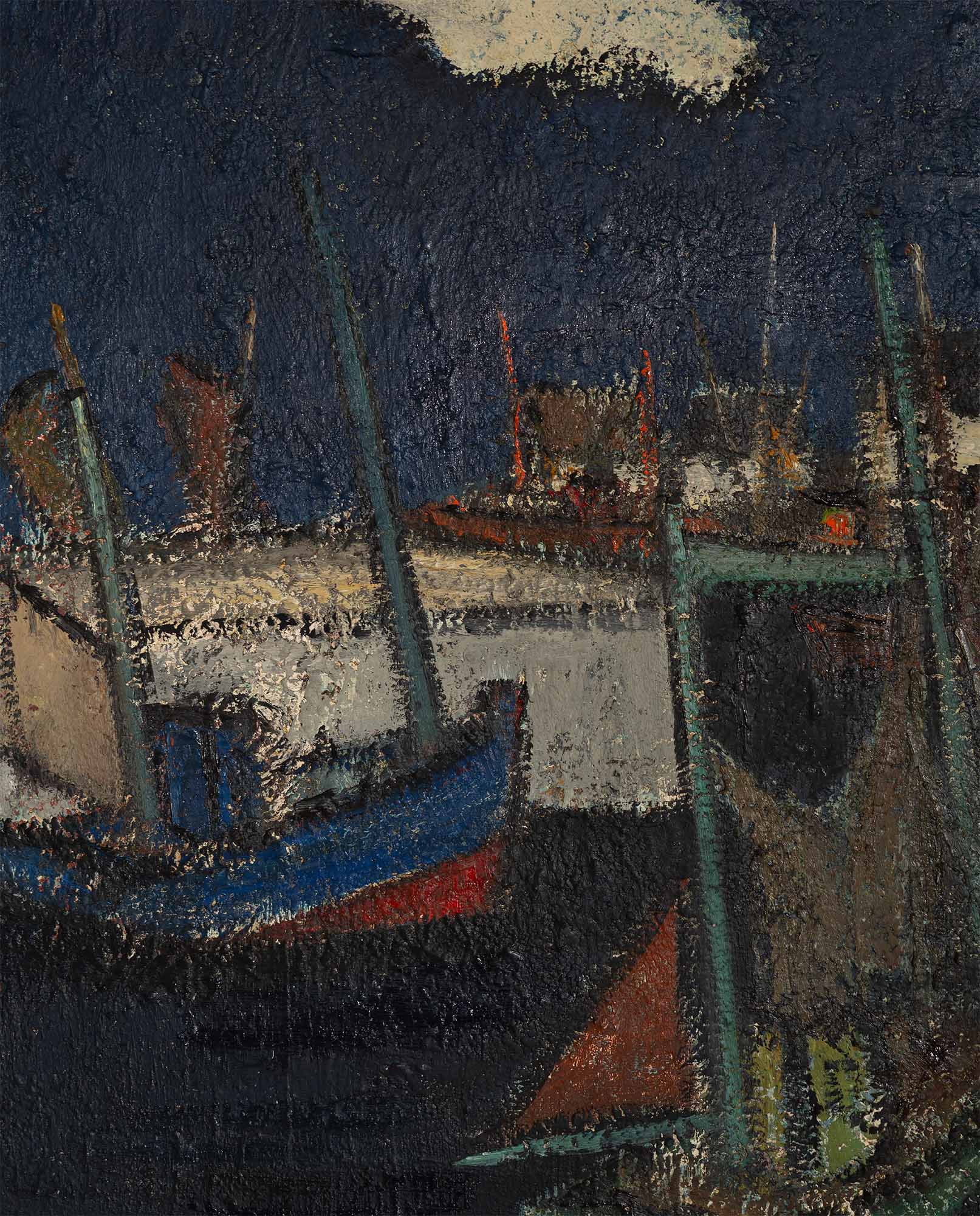 Hubert Henri de Vries, Boats in the harbor - Image 5