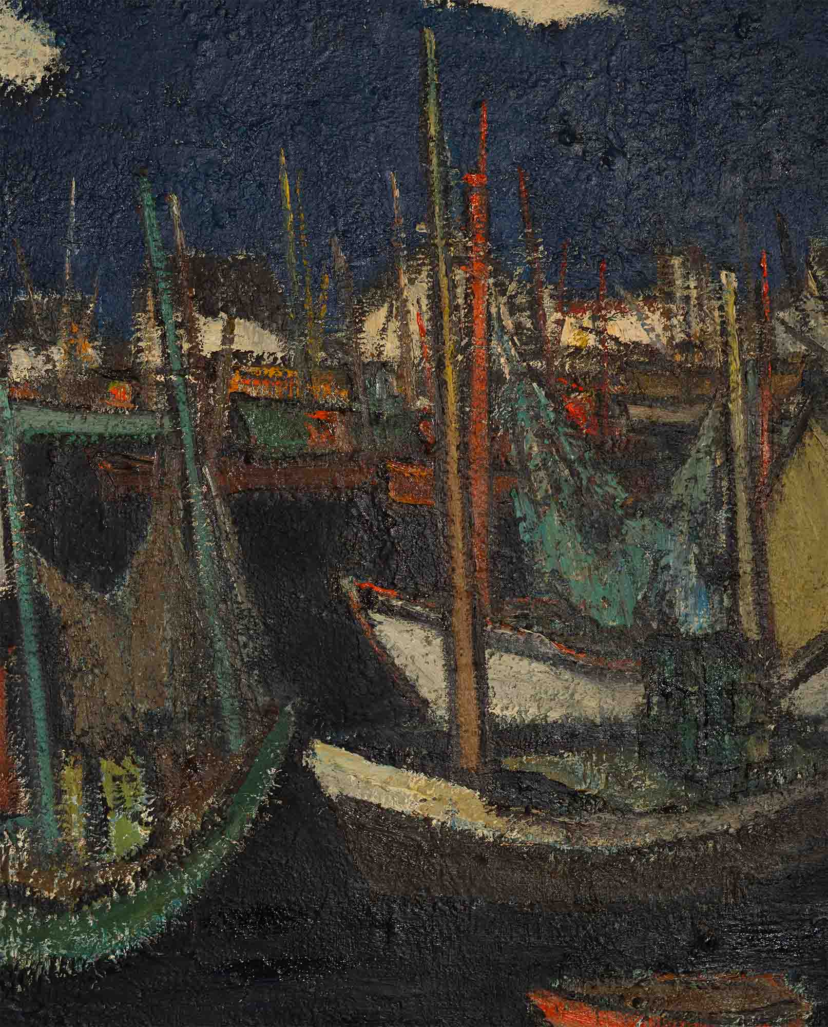 Hubert Henri de Vries, Boats in the harbor - Image 2