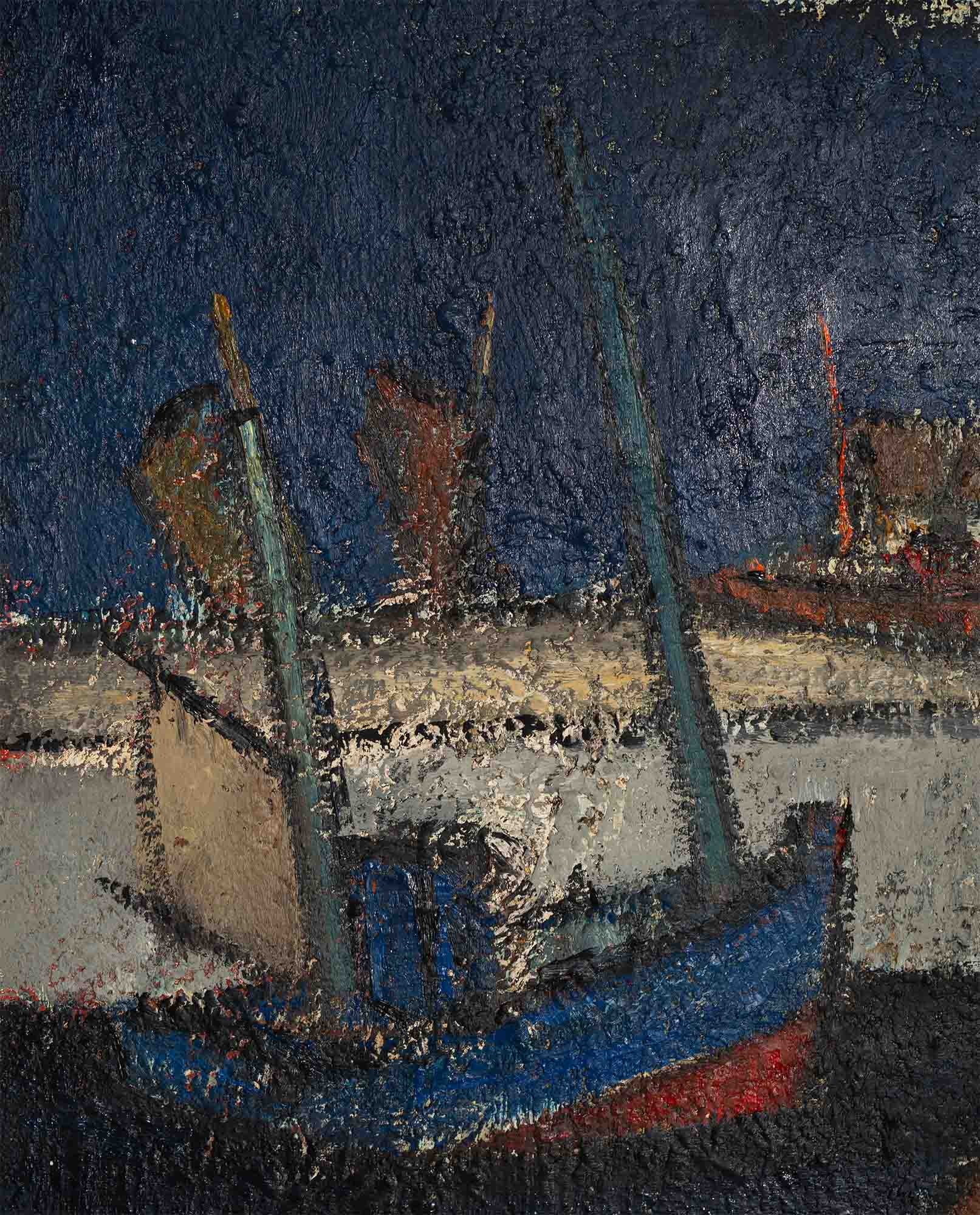 Hubert Henri de Vries, Boats in the harbor - Image 4